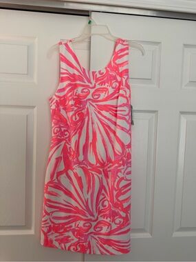 Lilly Pulitzer Neon Pink and White Shell-Print Shift Dress